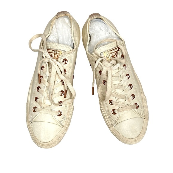 Converse Shoes - Converse Chuck Taylor All Star Creamy White Leather Lace-Up Classic Sneakers